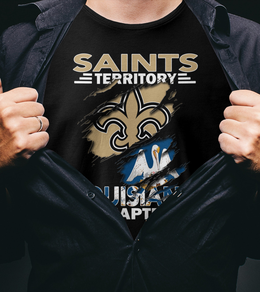 Saints Territory Louisiana Chapter Fleur-de-Lis Pelican Emblem T-Shirt