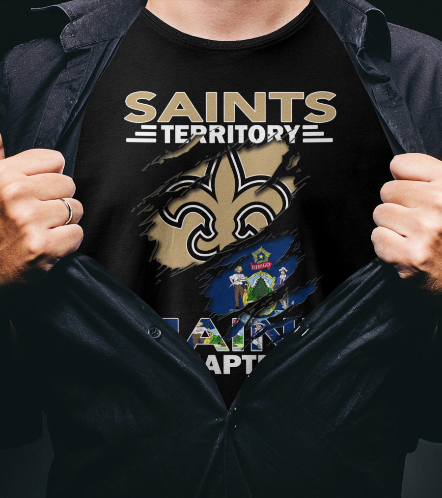 Saints Territory Maine Chapter Fleur-de-Lis And State Flag Combination T-Shirt