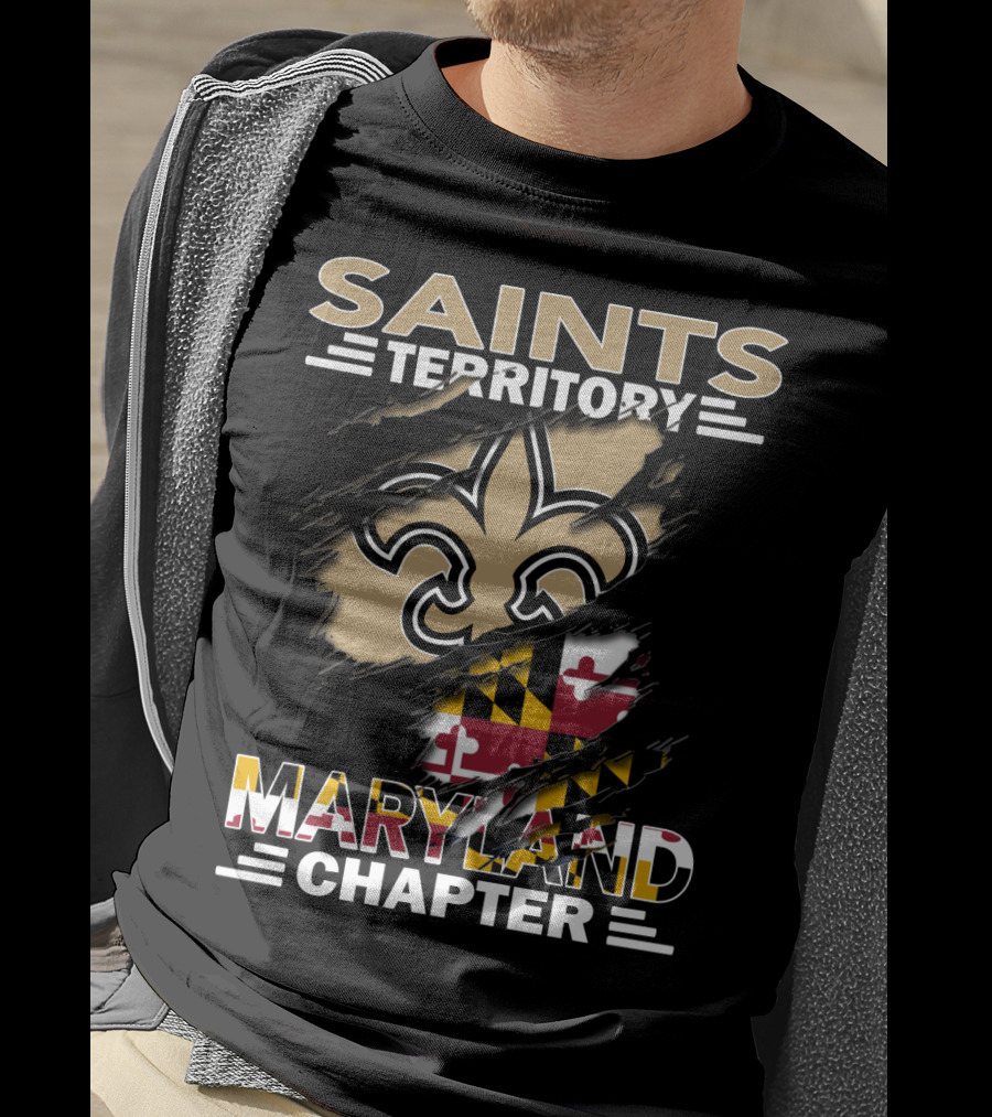Saints Territory Maryland Chapter Fleur-de-Lis And Maryland Flag T-Shirt