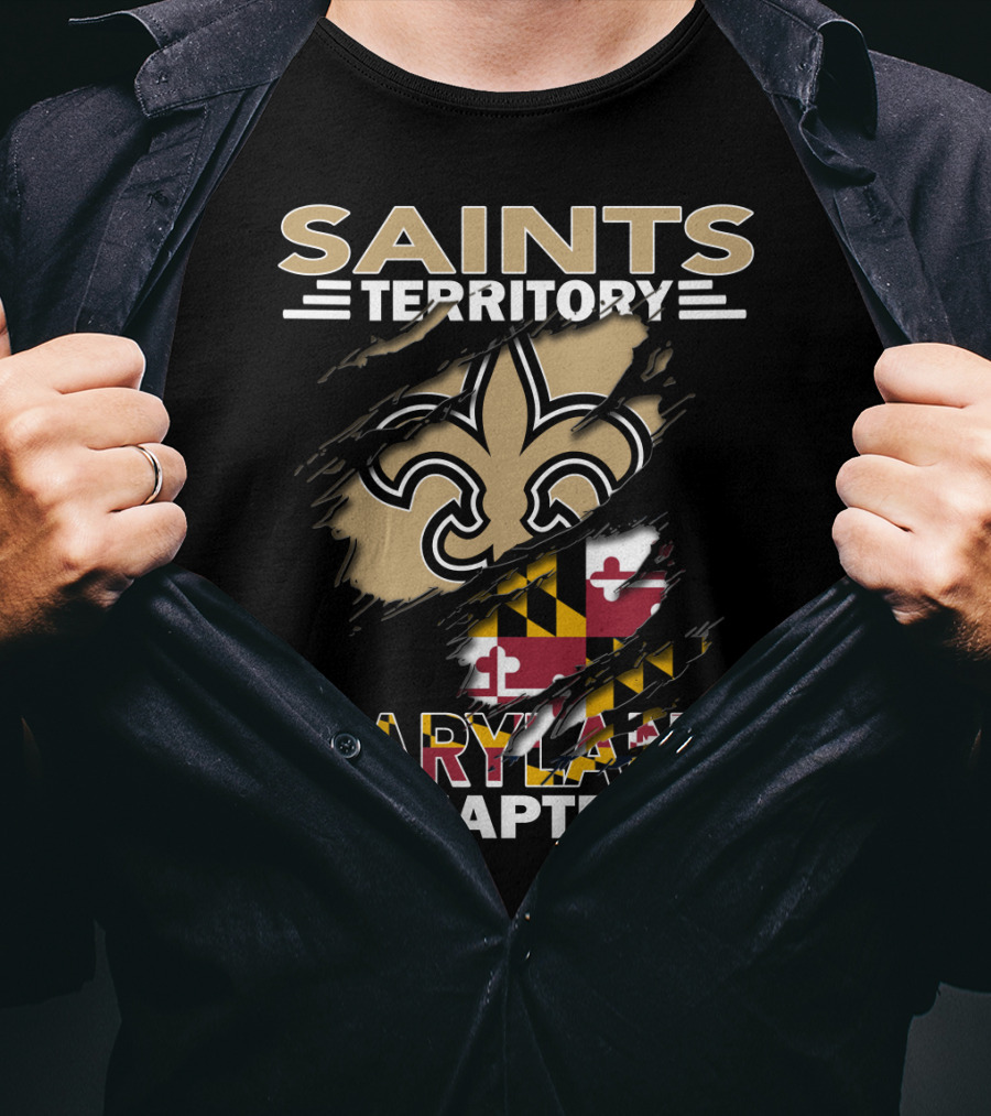 Saints Territory Maryland Chapter Fleur-de-Lis And Maryland Flag T-Shirt