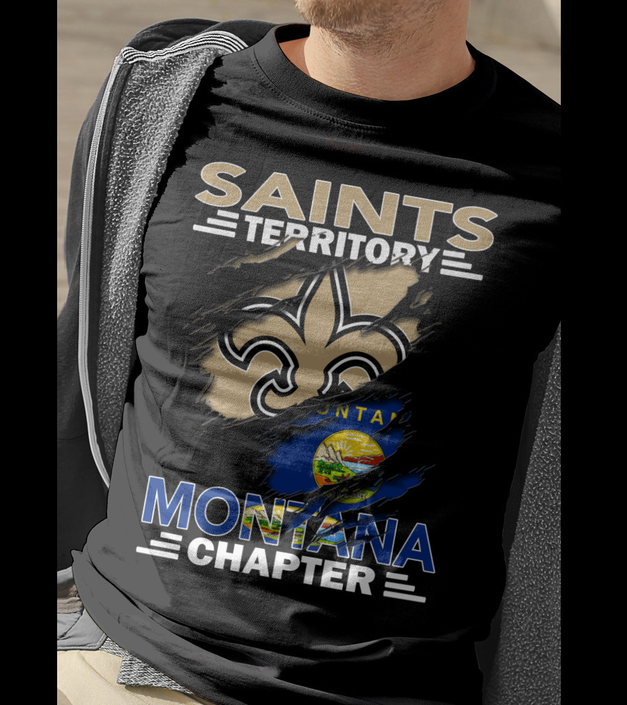 Saints Territory Montana Chapter Fleur-De-Lis State Flag Iconic Symbol T-Shirt