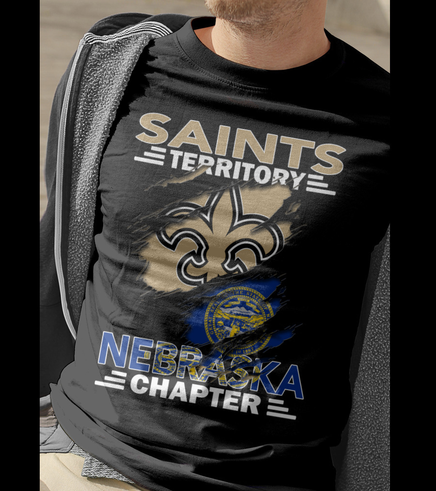 Saints Territory Nebraska Chapter Fleur-De-Lis Nebraska State Seal T-Shirt