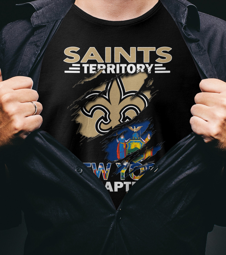Saints Territory Fleur-de-Lis New York Chapter With New York State Emblem T-Shirt