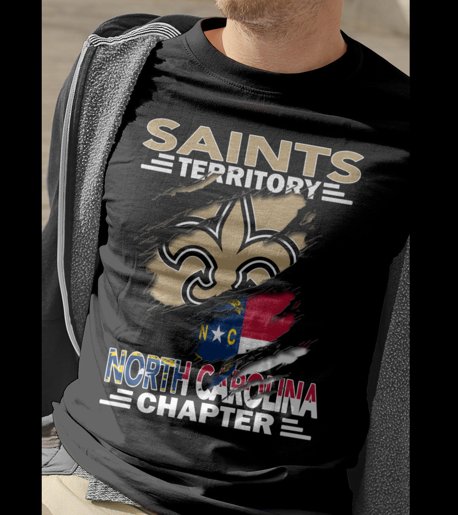 Saints Territory North Carolina Chapter NC Flag Fleur DE Lis T-Shirt