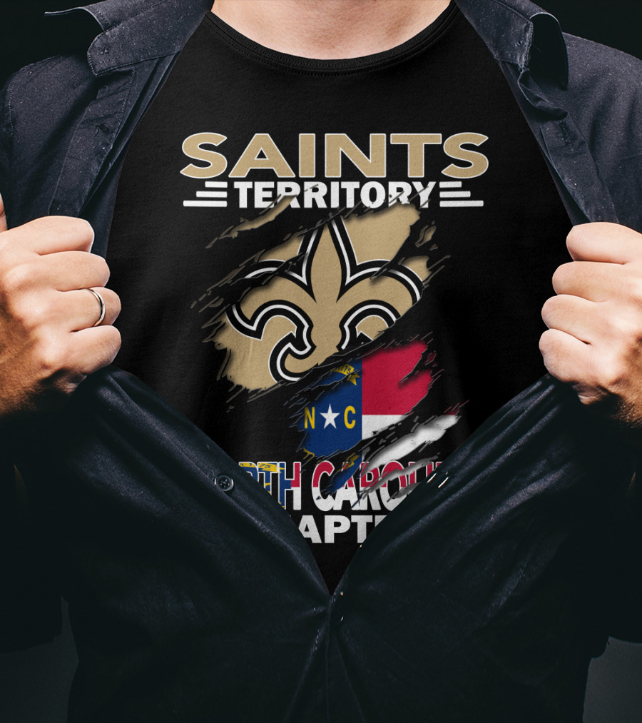 Saints Territory North Carolina Chapter NC Flag Fleur DE Lis T-Shirt