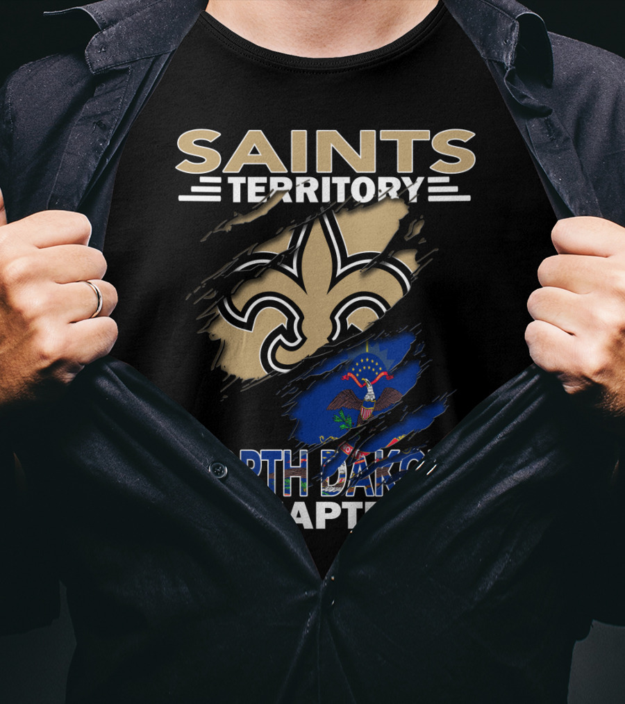 Saints Territory North Dakota Chapter Fleur-de-Lis And State Flag T-Shirt