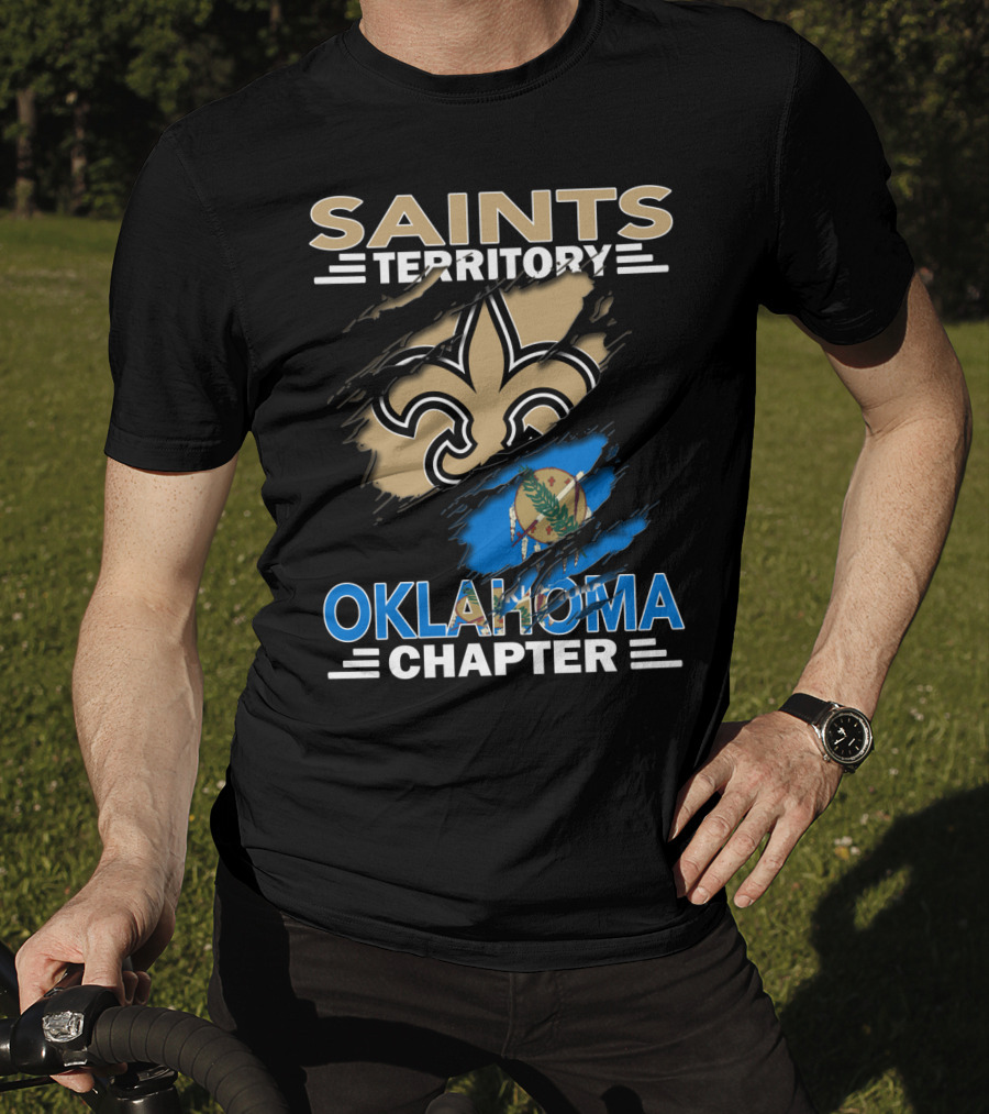 Saints Territory Oklahoma Chapter Fleur-de-Lis And State Flag T-Shirt
