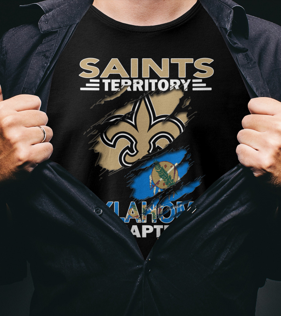 Saints Territory Oklahoma Chapter Fleur-de-Lis And State Flag T-Shirt