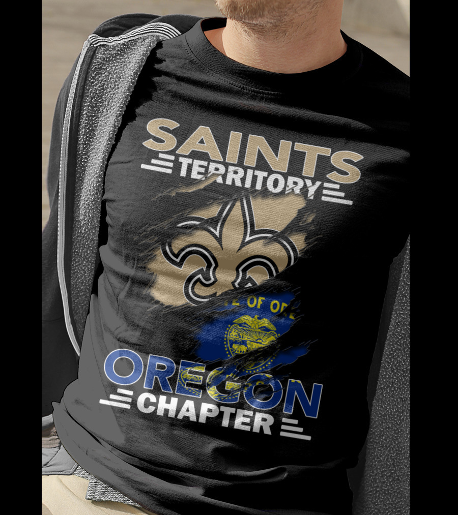 Saints Territory Oregon Chapter Fleur-De-Lis Oregon State Flag Integration T-Shirt