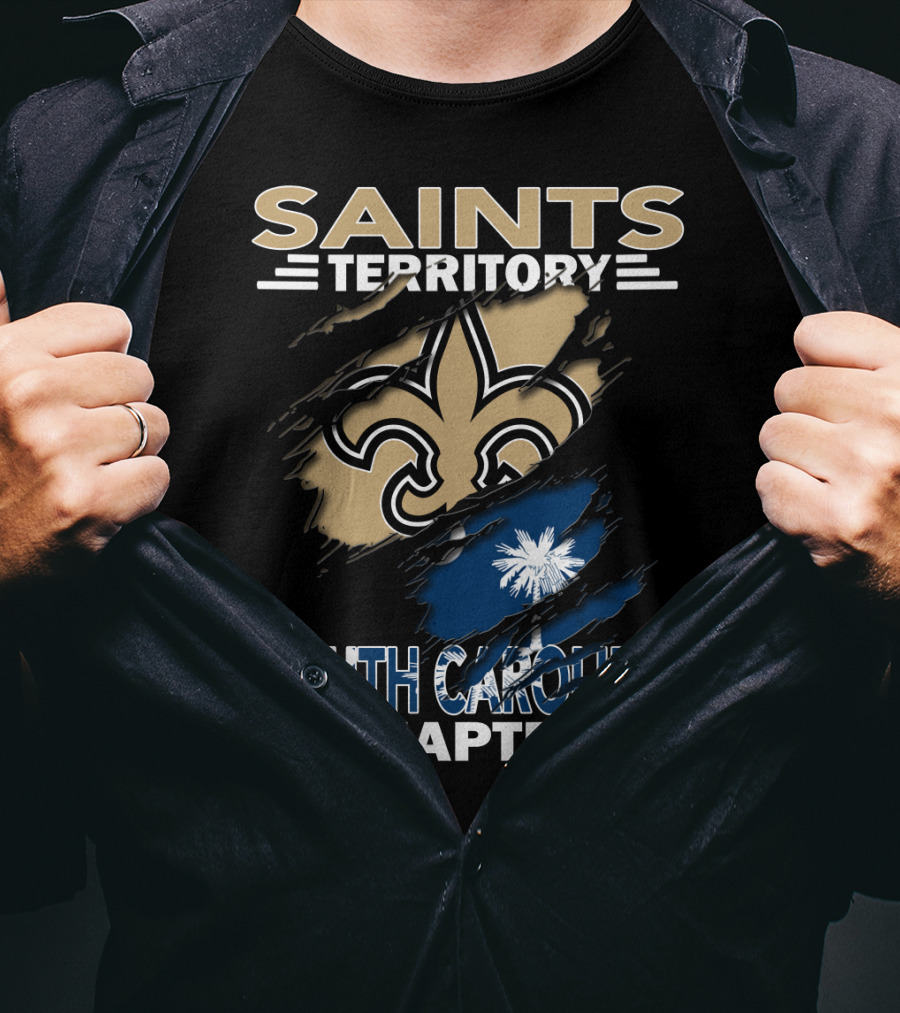 Saints Territory South Carolina Chapter Fleur-de-lis And Palmetto Flag T-Shirt