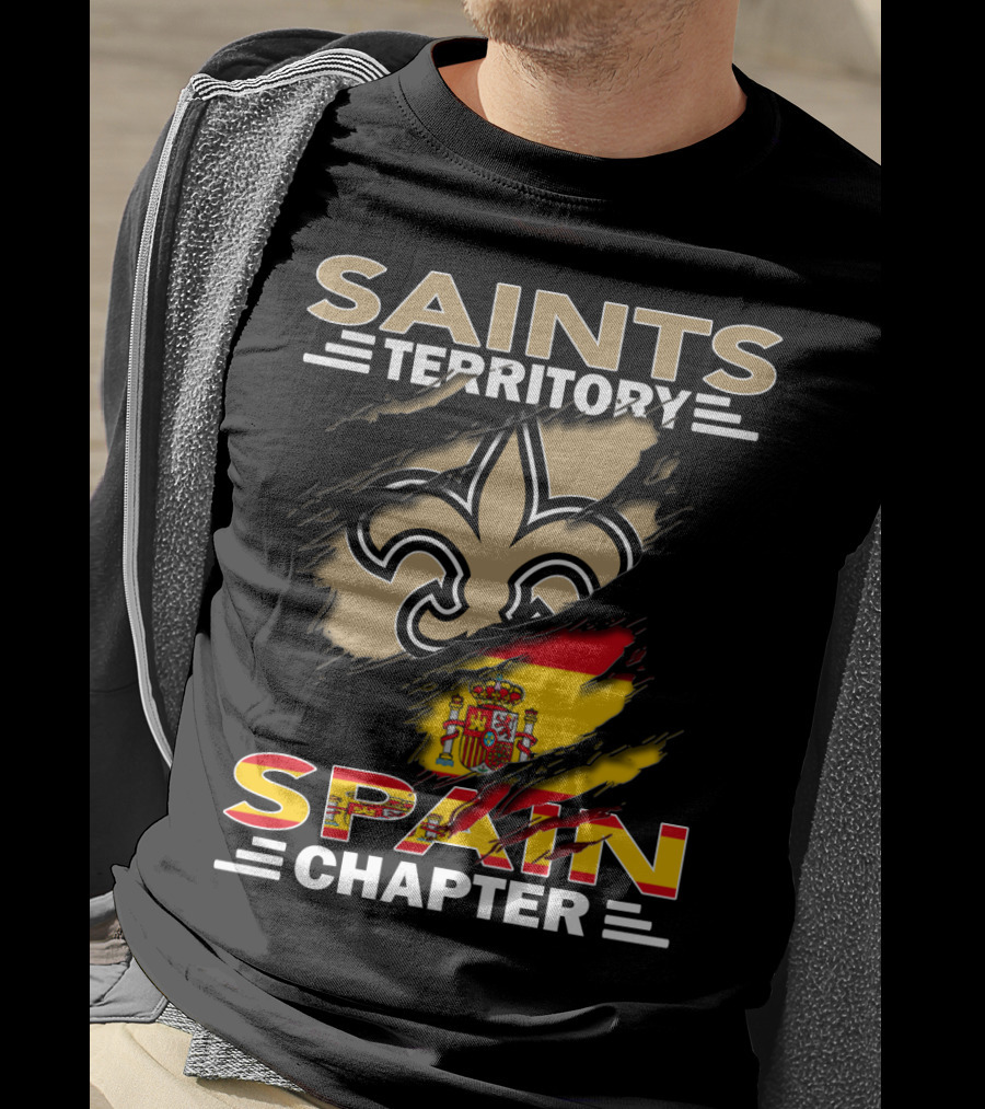 Saints Territory Fleur-De-Lis Spain Chapter Flag T-Shirt