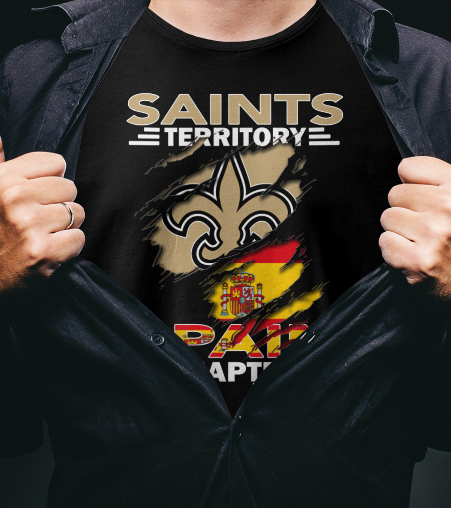 Saints Territory Fleur-De-Lis Spain Chapter Flag T-Shirt