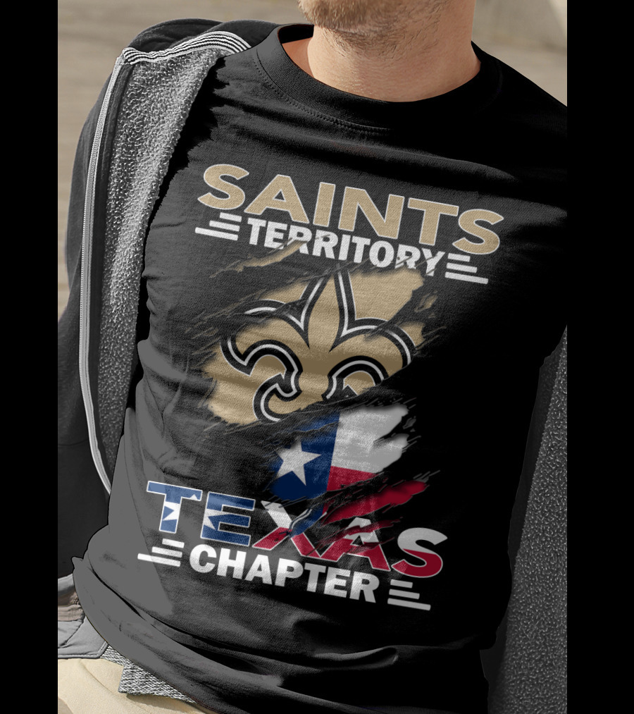 Saints Territory Texas Chapter Fleur-de-Lis And Texas Flag T-Shirt
