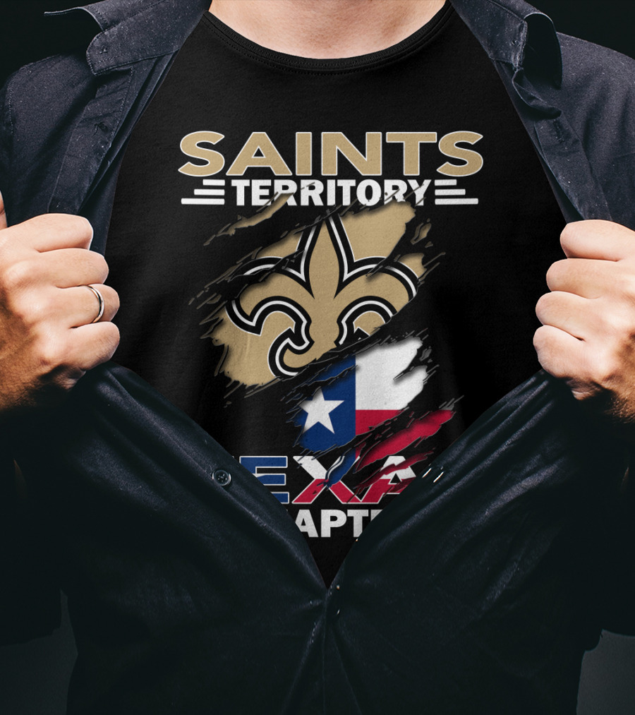 Saints Territory Texas Chapter Fleur-de-Lis And Texas Flag T-Shirt