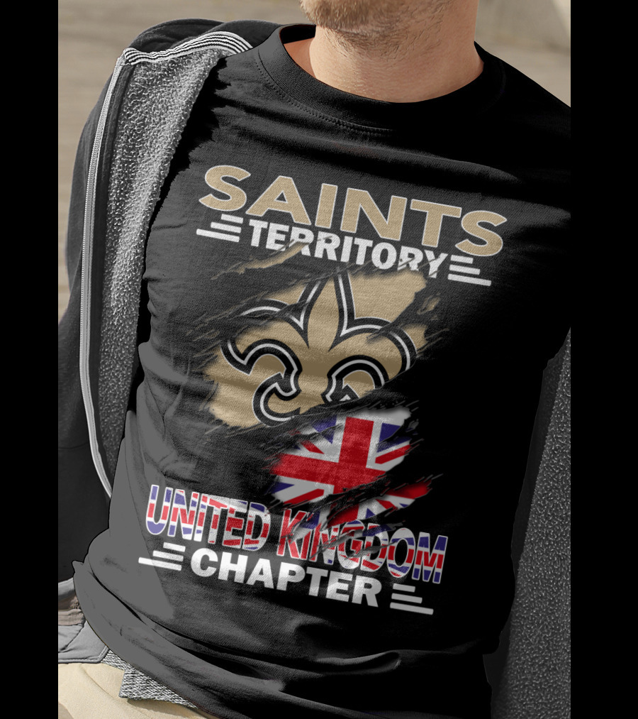 Saints Territory United Kingdom Chapter Fleur-de-lis And Union Jack T-Shirt