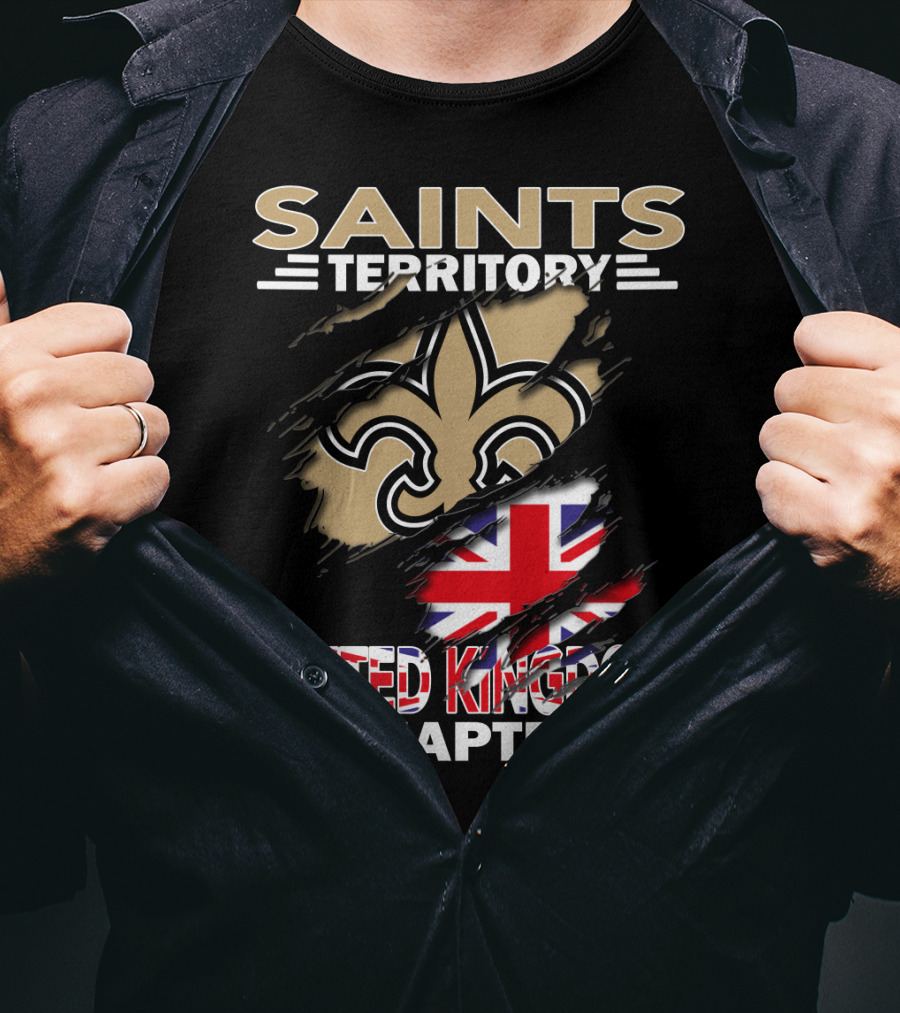 Saints Territory United Kingdom Chapter Fleur-de-lis And Union Jack T-Shirt