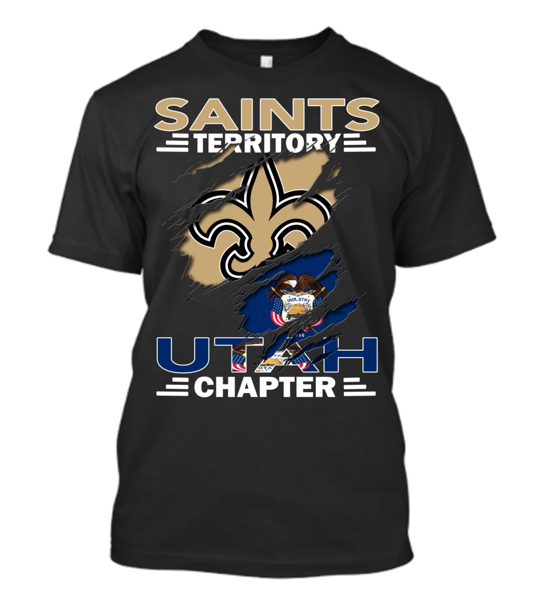 Saints Territory Utah Chapter Fleur-de-Lis And State Flag T-Shirt