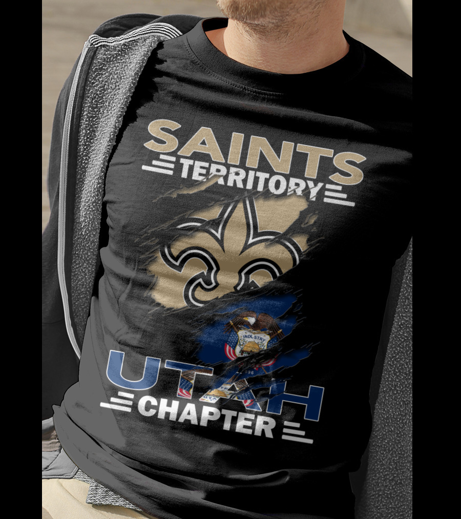 Saints Territory Utah Chapter Fleur-de-Lis And State Flag T-Shirt