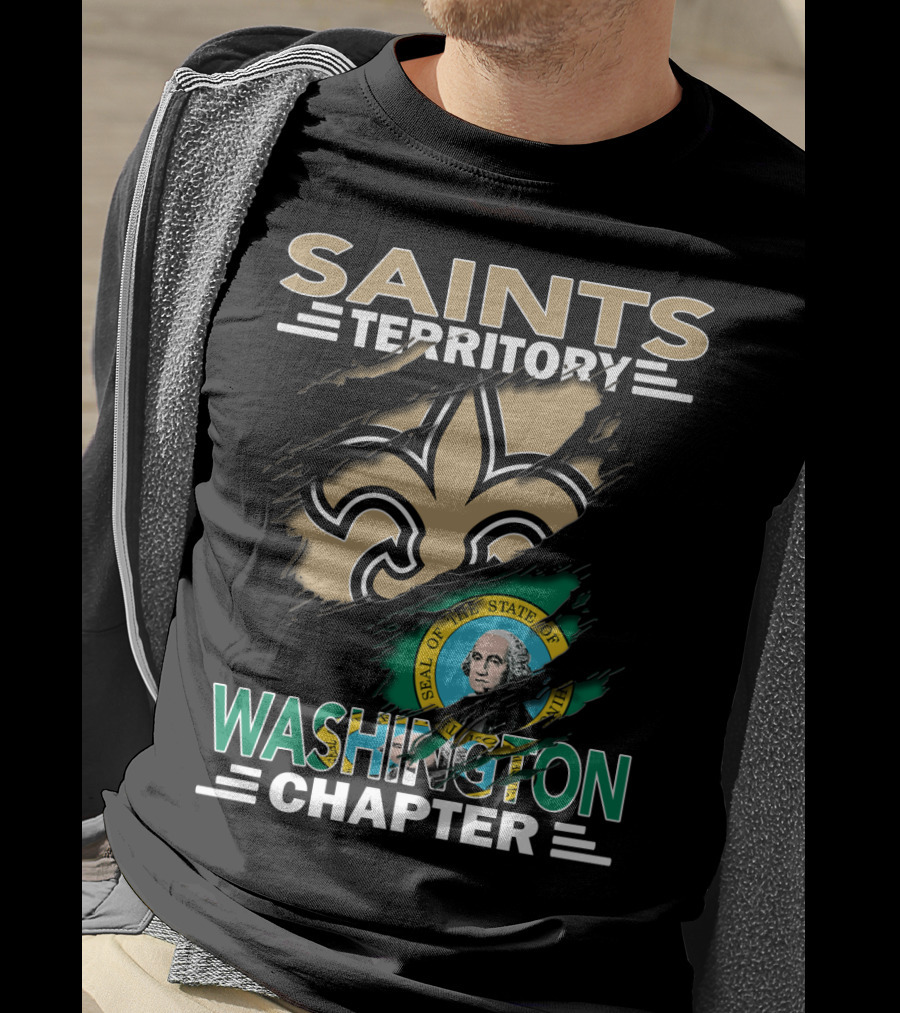 Saints Territory Washington Chapter Seal Fleur-de-Lis T-Shirt