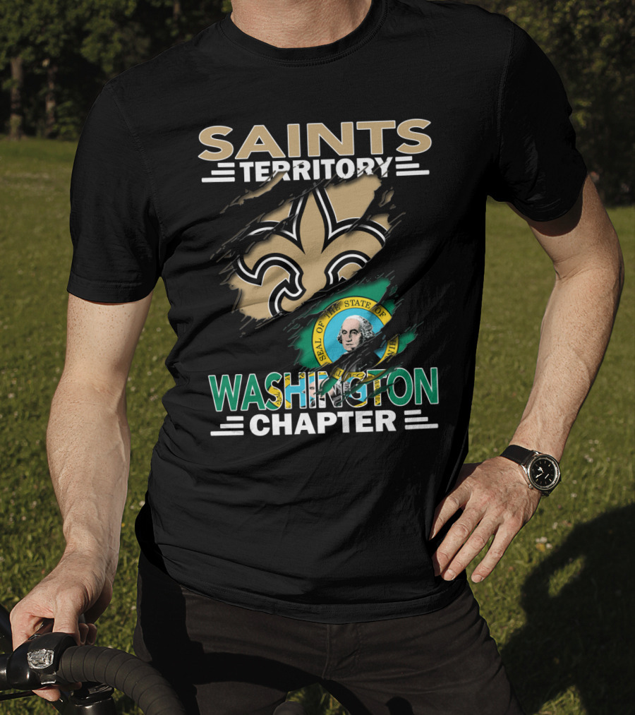 Saints Territory Washington Chapter Seal Fleur-de-Lis T-Shirt