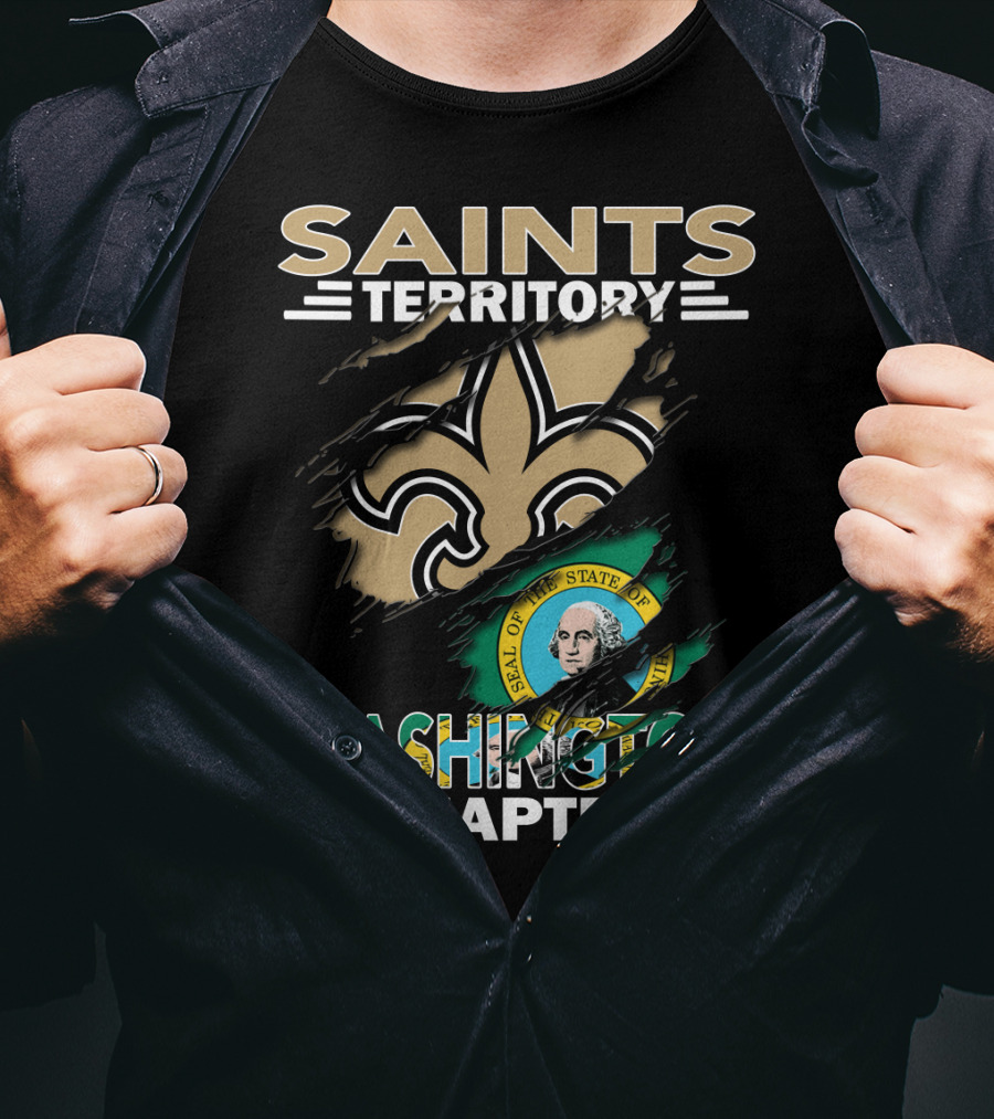 Saints Territory Washington Chapter Seal Fleur-de-Lis T-Shirt