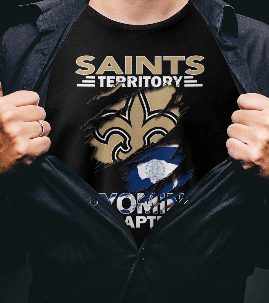 Saints Territory Wyoming Chapter Fleur-de-lis Wyoming Flag T-Shirt