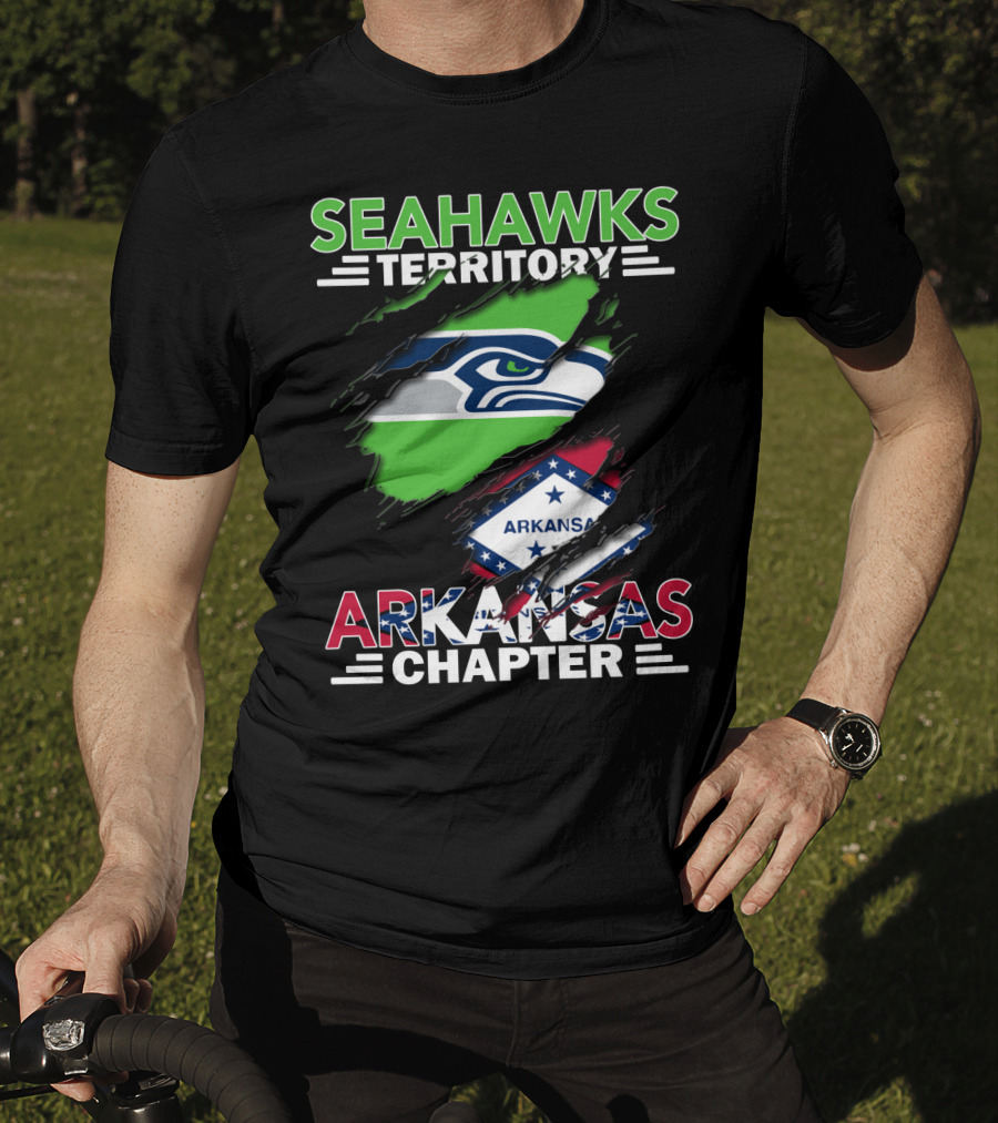 Seahawks Territory Arkansas Chapter Seahawks Logo And Arkansas Flag T-Shirt
