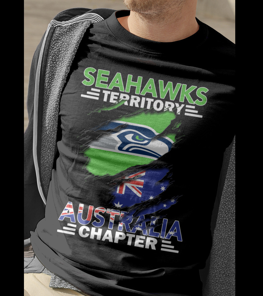 Seahawks Territory Australia Chapter Flag And Logo Fusion T-Shirt