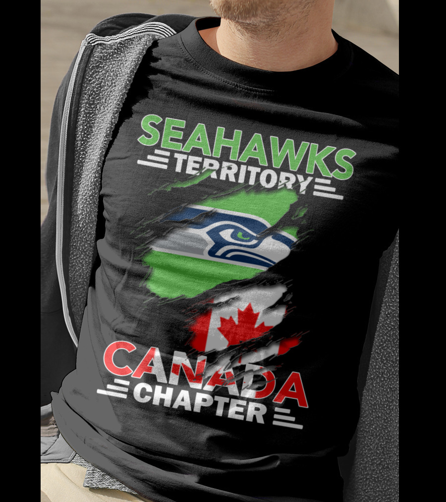Seahawks Territory Canada Chapter Seahawks Logo With Canadian Flag T-Shirt