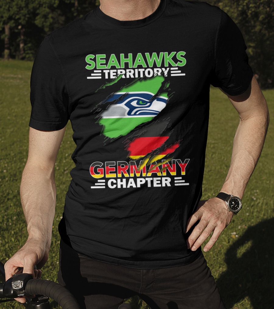 Seahawks Territory Germany Chapter Fan Community Featuring Iconic Team Logo And National Colors T-Shirt