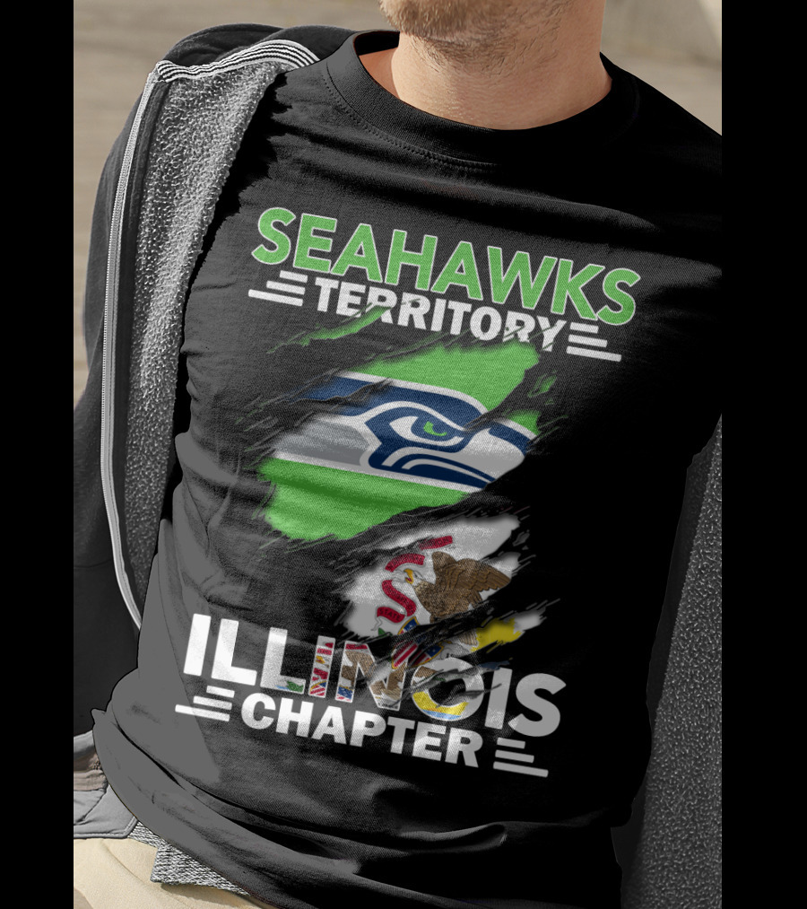 Seahawks Territory Illinois Chapter Logo With State Flag Elements T-Shirt