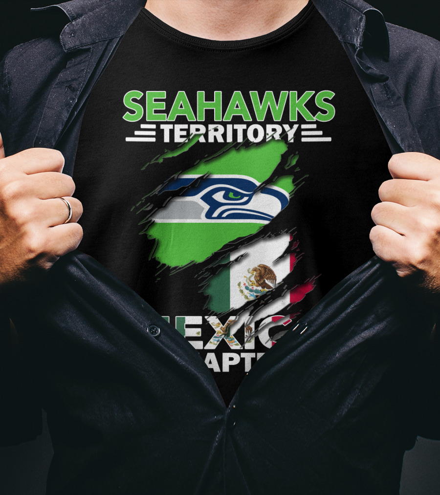 Seahawks Territory Mexico Chapter Flag And Logo Fusion T-Shirt
