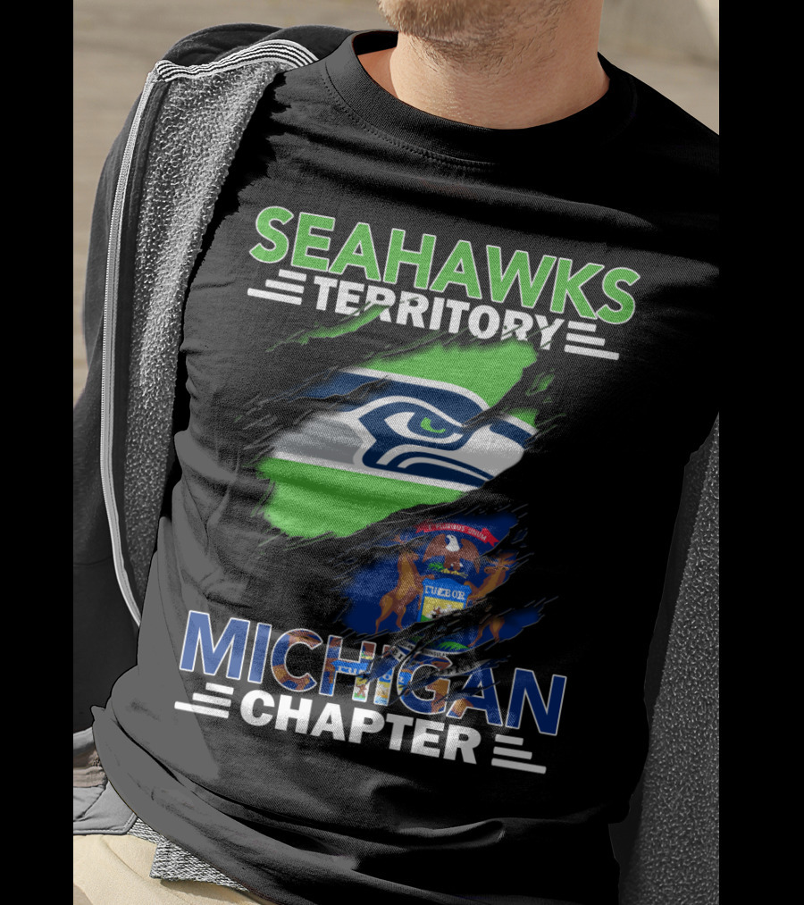 Seahawks Territory Michigan Chapter State And Team Logo Integration T-Shirt