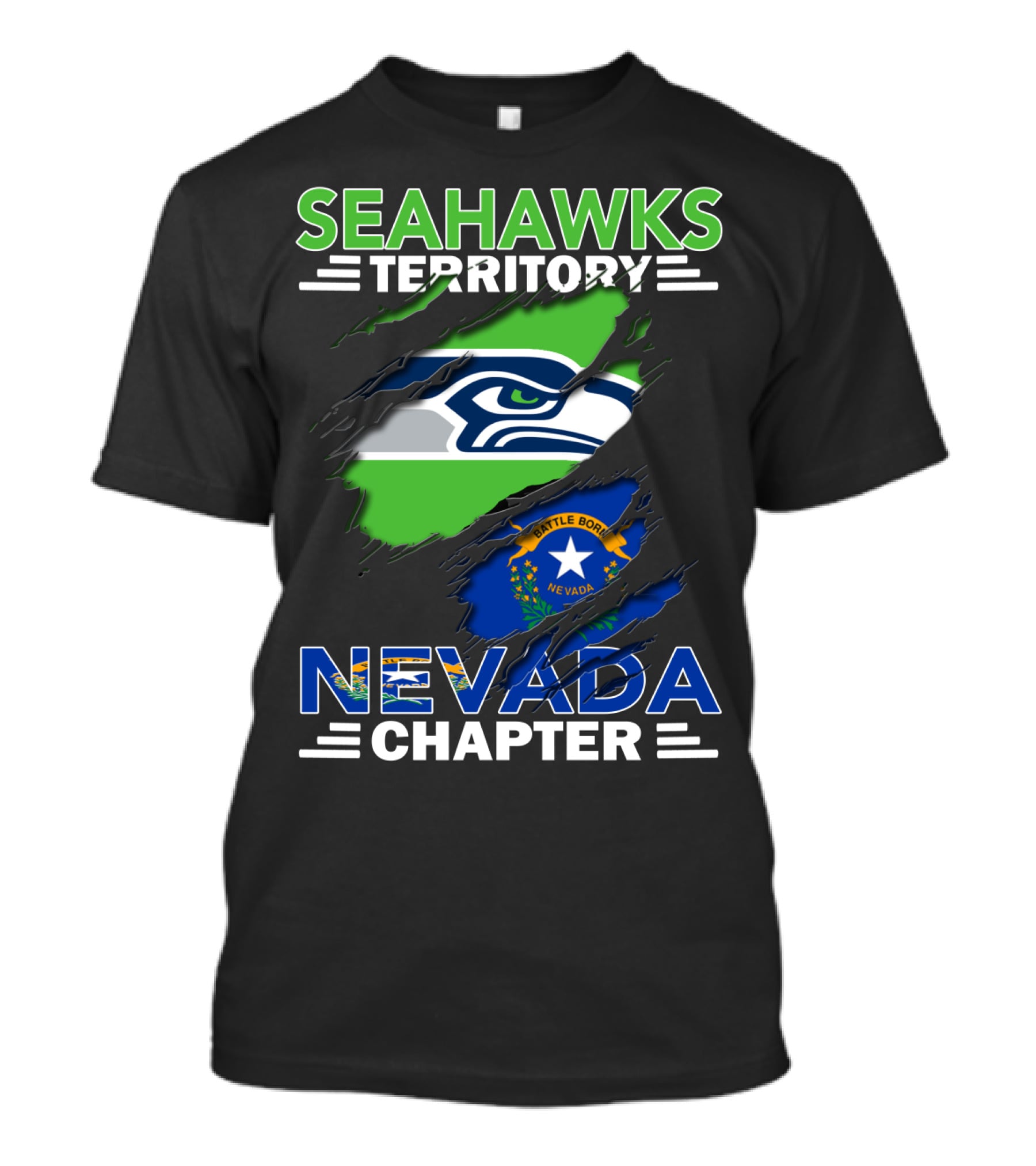 Seahawks Territory Nevada Chapter Battle Born Flag T-Shirt