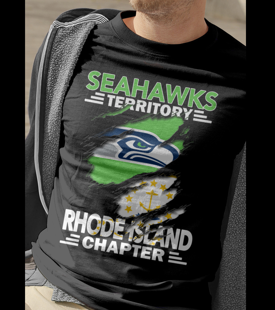 Seahawks Territory Rhode Island Chapter Fan Logo And State Flag T-Shirt