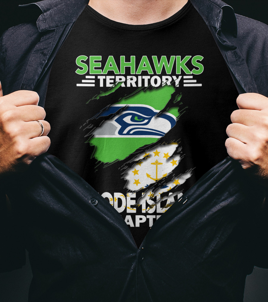 Seahawks Territory Rhode Island Chapter Fan Logo And State Flag T-Shirt