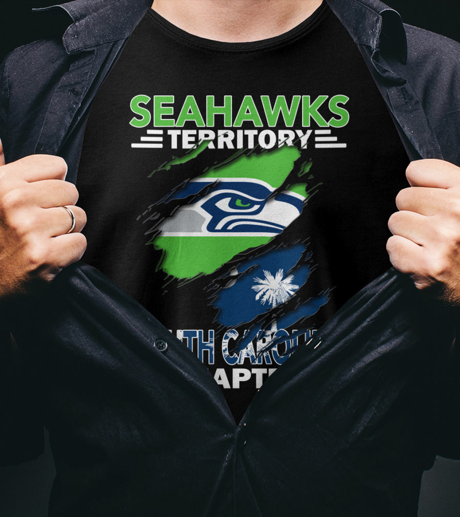 Seahawks Territory South Carolina Chapter Flag Ripped T-Shirt