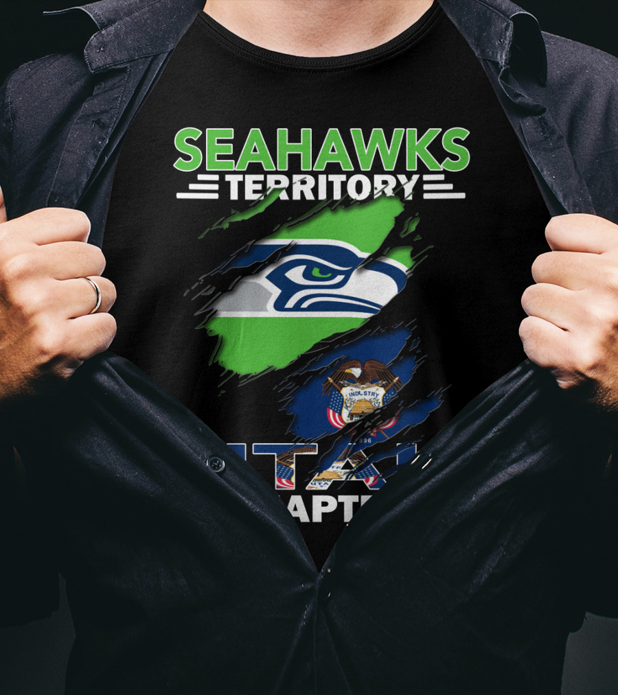 Seahawks Territory Utah Chapter Team Spirit Logo And State Pride T-Shirt