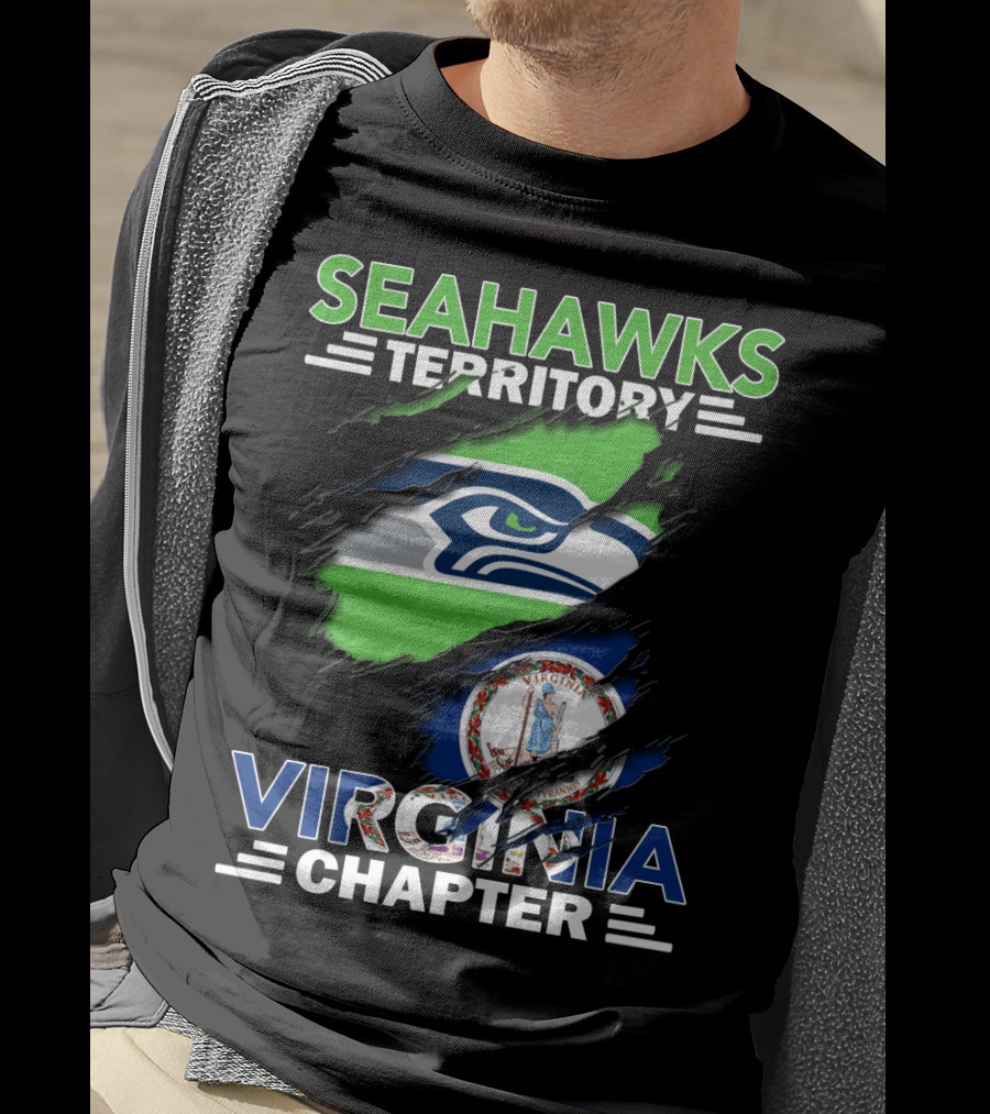 Seahawks Territory Virginia Chapter Logo With Virginia State Flag Integration T-Shirt