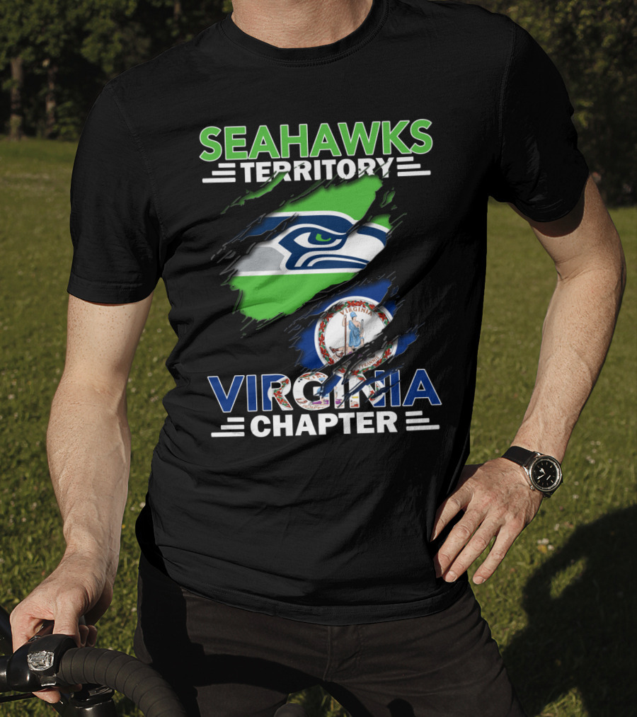 Seahawks Territory Virginia Chapter Logo With Virginia State Flag Integration T-Shirt