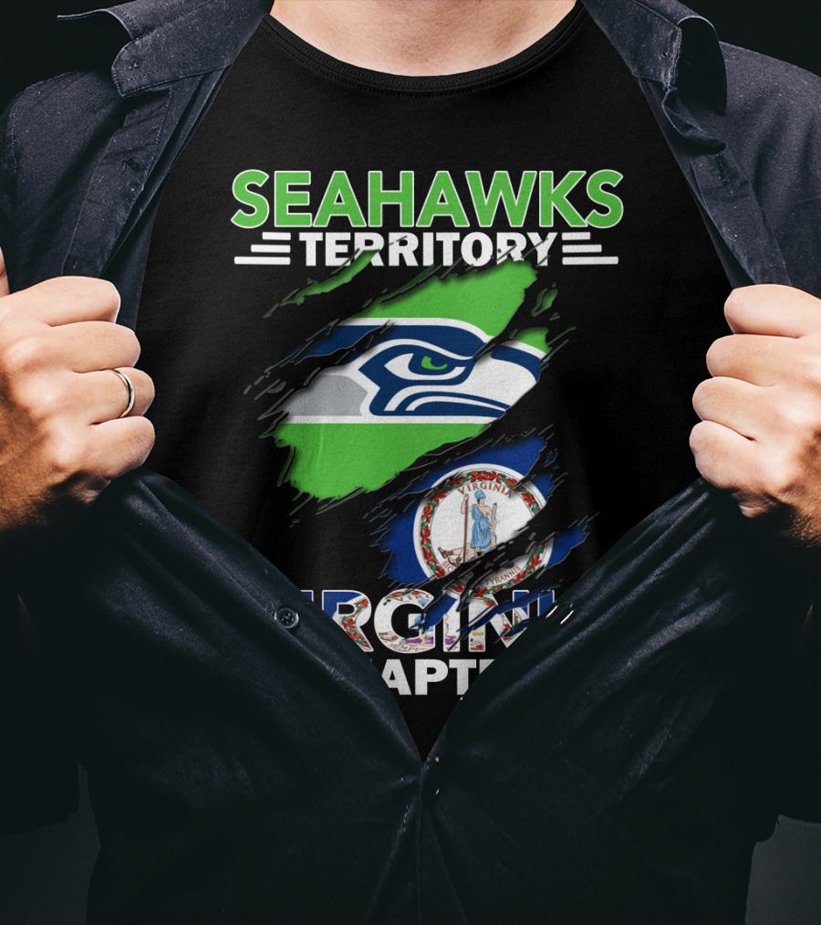 Seahawks Territory Virginia Chapter Logo With Virginia State Flag Integration T-Shirt
