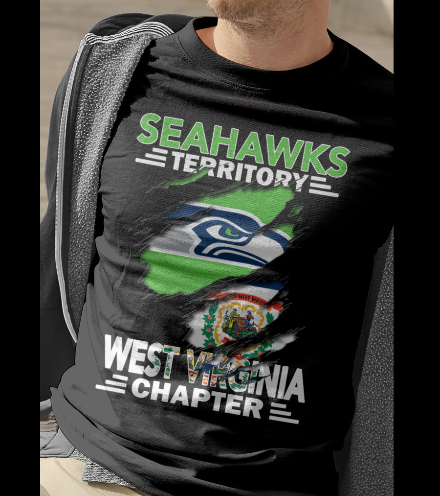 Seahawks Territory West Virginia Chapter With Seahawks Logo And West Virginia State Flag Elements T-Shirt