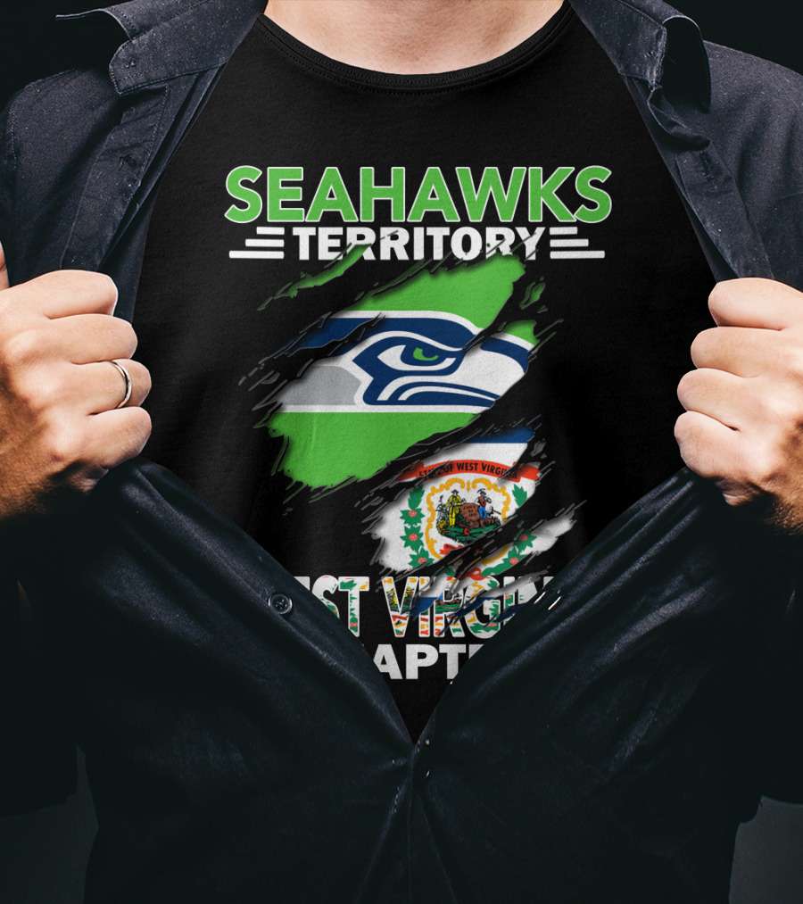 Seahawks Territory West Virginia Chapter With Seahawks Logo And West Virginia State Flag Elements T-Shirt