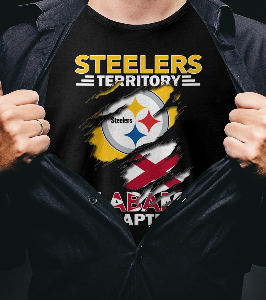 Steelers Territory Alabama Chapter Logo With Steelmark And Alabama Flag Elements T-Shirt