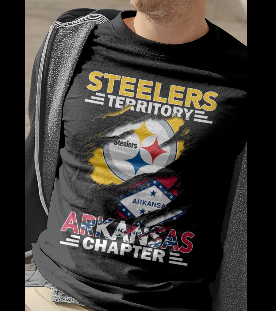 Steelers Territory Arkansas Chapter Steelers Logo Arkansas Flag T-Shirt