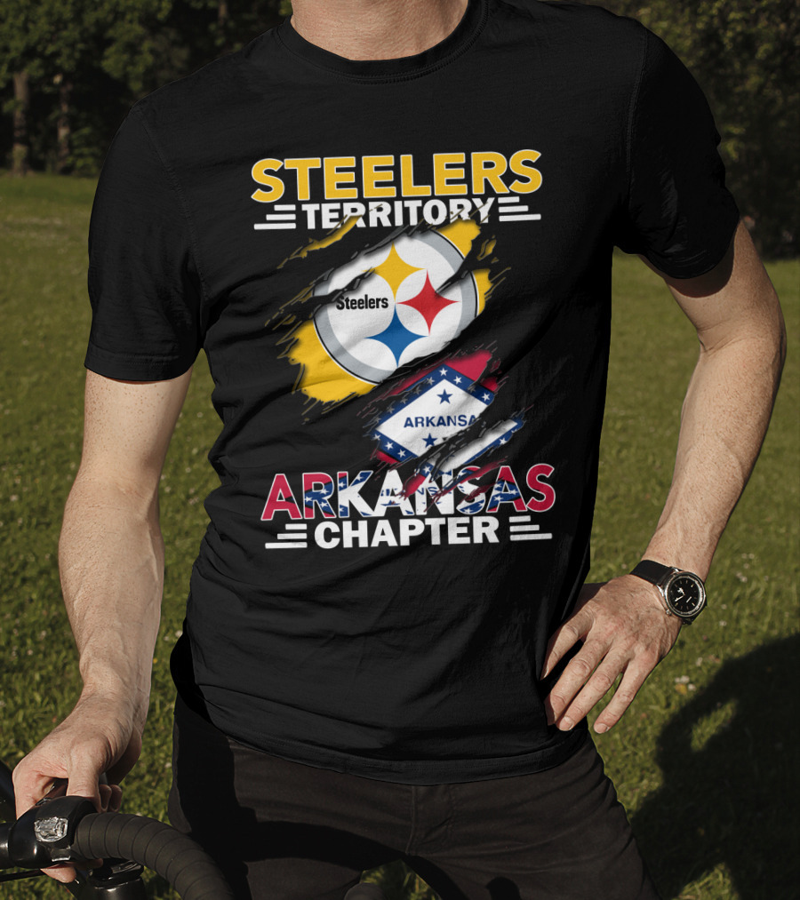 Steelers Territory Arkansas Chapter Steelers Logo Arkansas Flag T-Shirt