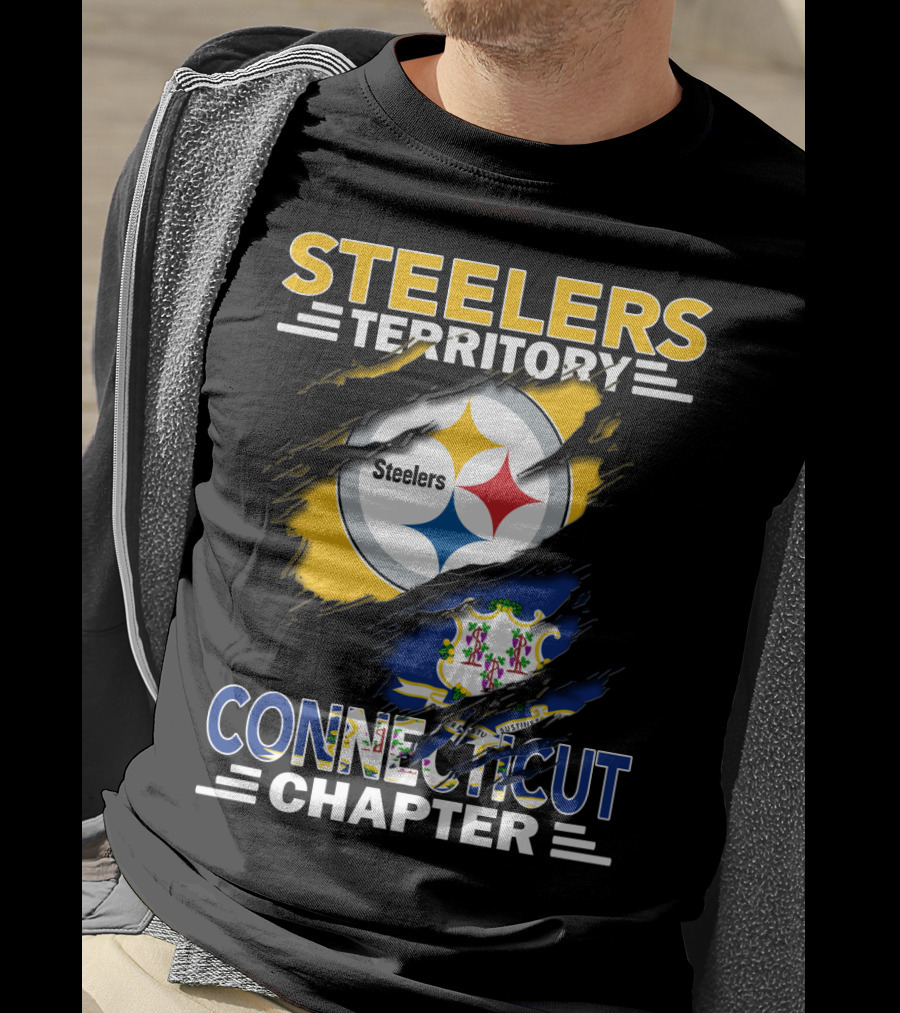 Steelers Territory Connecticut Chapter Steelers Logo Connecticut Flag T-Shirt