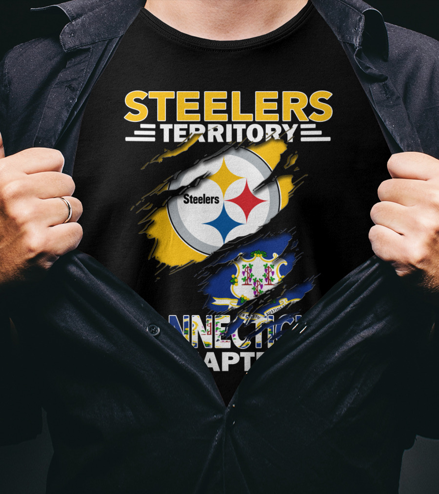 Steelers Territory Connecticut Chapter Steelers Logo Connecticut Flag T-Shirt