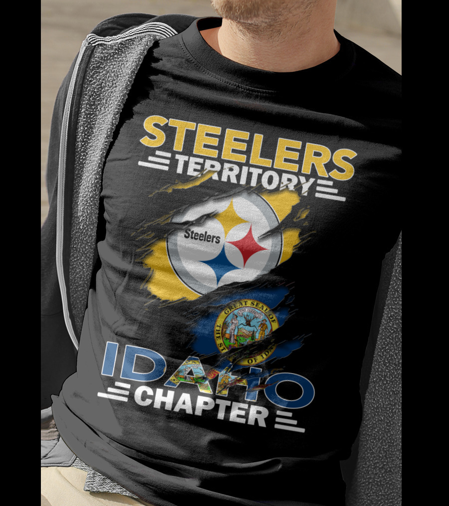 Steelers Territory Idaho Chapter Fan Logo With State Seal Integration T-Shirt