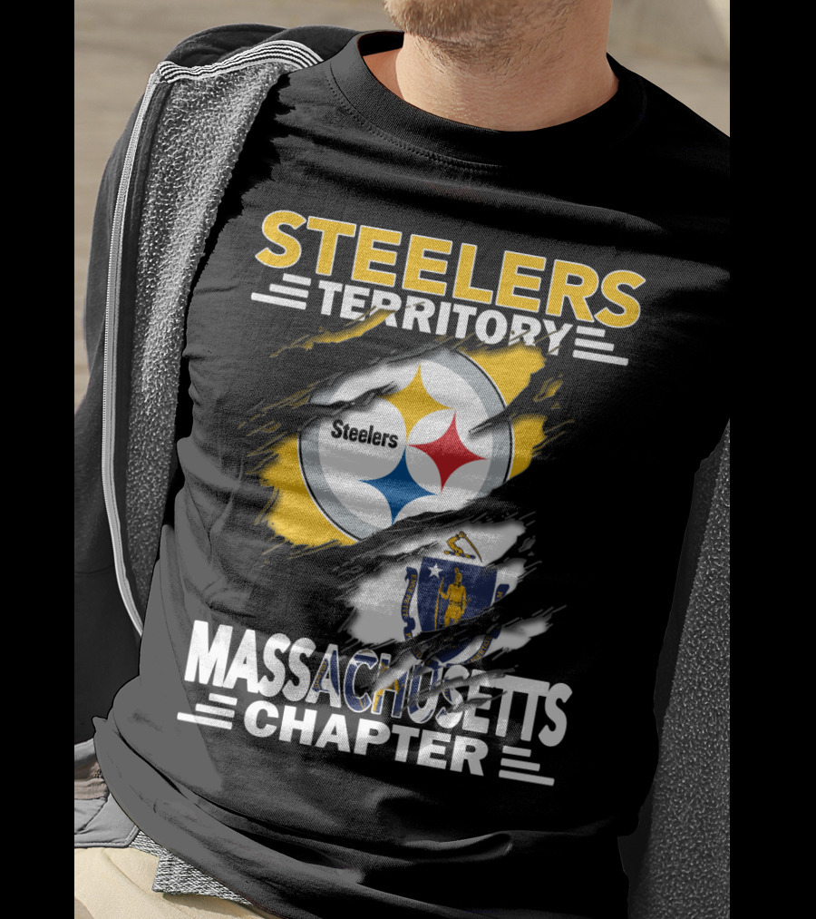 Steelers Territory Massachusetts Chapter Logo With Massachusetts Flag And Steelers Emblem T-Shirt